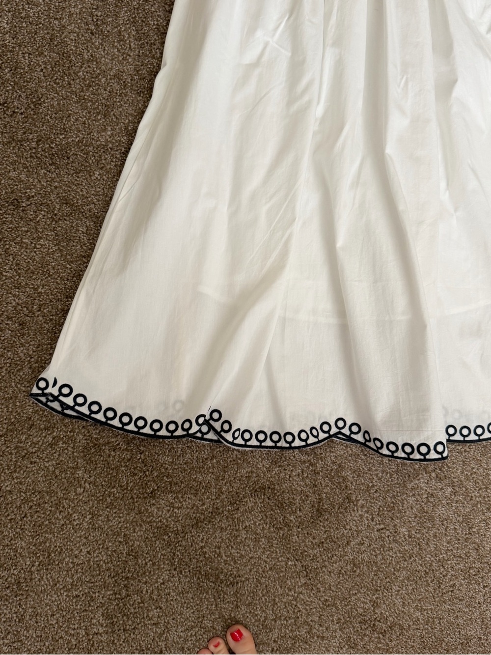 French Connection White Midi Skirt with Navy Trim - Picture 5 of 12